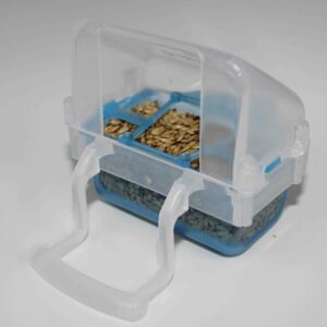 Comedero exterior Lucia. Moldes ave. Dos colores: Azul y verde