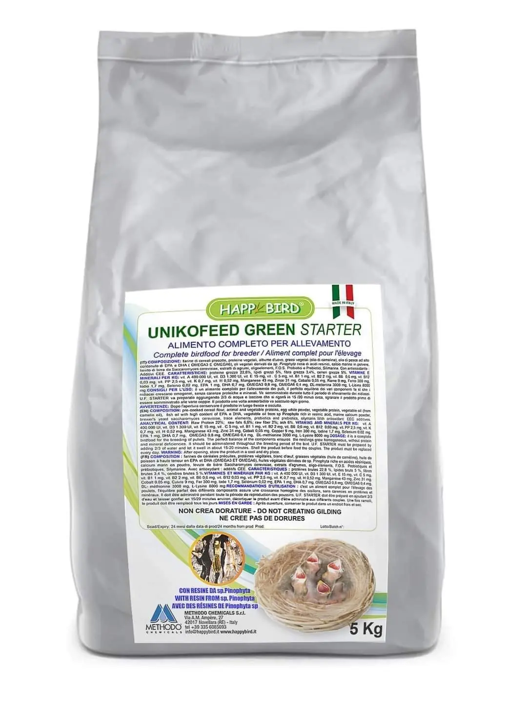 UnikoFeed Starter green. Happy Bird. Muy apetecible para embuchar y criar a los polluelos
